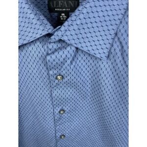 Alfani Regular Fit Men's Geometric Blue Long Sleeve Button Down Dress Shirt XXL